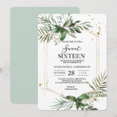 Moderne Waterverf Greenery Gold Lijst Kaart (Voorkant / Achterkant)