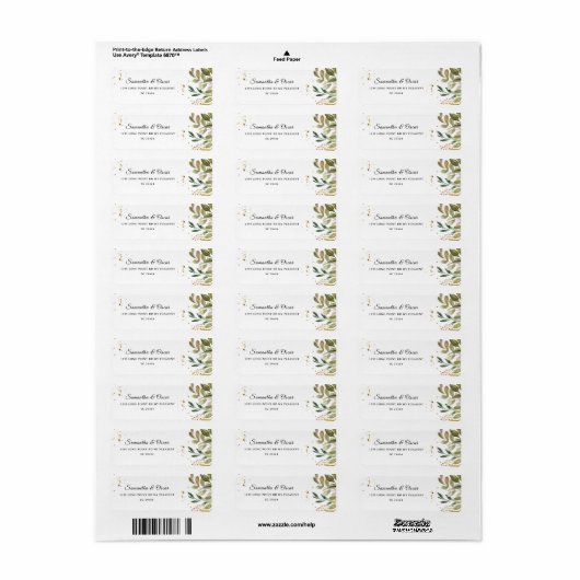 Moderne Waterverf Greenery Leaf Lijst Etiket (Full Sheet)