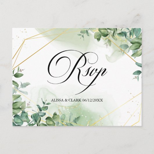 Moderne Waterverf Greenery RSVP Briefkaart (Voorkant)