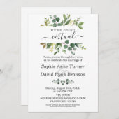 Moderne Waterverf Greenery Virtual Wedding Kaart (Voorkant / Achterkant)