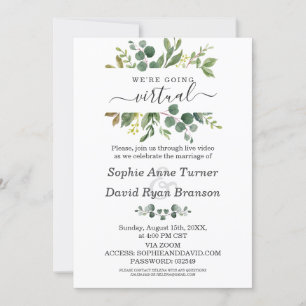 Moderne Waterverf Greenery Virtual Wedding Kaart