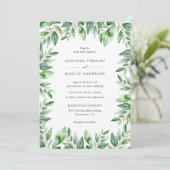 Moderne Waterverf Greenery Wedding Kaart (Staand voorkant)