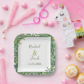 Moderne Waterverf Greenery Wedding Papieren Bordje (Feest)