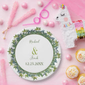 Moderne Waterverf Greenery Wedding Papieren Bordje (Feest)