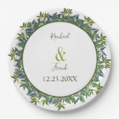 Moderne Waterverf Greenery Wedding Papieren Bordje (Voorkant)