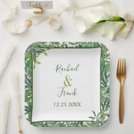 Moderne Waterverf Greenery Wedding Papieren Bordje
