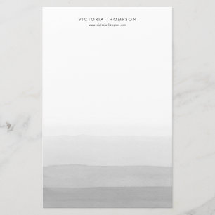 Moderne Waterverf Grey Ombre gepersonaliseerd Briefpapier