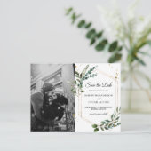 Moderne Waterverf Griekenland Eucalyptus Gold Lijs Aankondigingskaart (Staand voorkant)