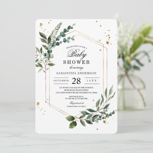 Moderne Waterverf Griekenland Eucalyptus Gold Lijs Kaart (Staand voorkant)