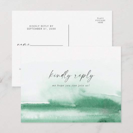 Moderne Waterverf | Groen menu Keuze RSVP (Voorkant / Achterkant)
