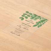 Moderne Waterverf groen smaragd groene bruiloft Acryl Uitnodigingen (Laagn)