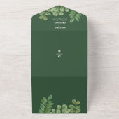 Moderne Waterverf groen smaragd groene bruiloft All In One Uitnodiging (Buitenkant)