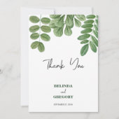 Moderne Waterverf groen smaragd groene bruiloft Bedankkaart (Voorkant)