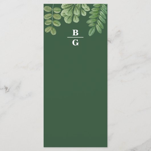 Moderne Waterverf groen smaragd groene bruiloft Menu (Achterkant)