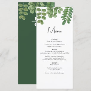 Moderne Waterverf groen smaragd groene bruiloft Menu