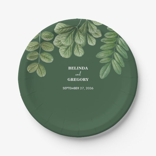 Moderne Waterverf groen smaragd groene bruiloft Papieren Bordje (Voorkant)