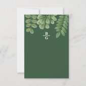 Moderne Waterverf groen smaragd groene bruiloft RSVP Kaartje (Achterkant)