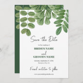 Moderne Waterverf groen smaragd groene bruiloft Save The Date (Voorkant / Achterkant)
