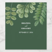 Moderne Waterverf groen smaragd groene bruiloft Wijn Etiket (Enkel label)