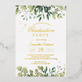 Moderne Waterverf Groene Bladeren Branch Folie Uitnodiging (Voorkant)