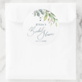 Moderne Waterverf Groene Bruidsdouche Ronde Sticker (Tas)