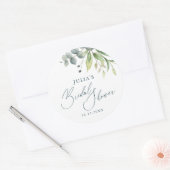 Moderne Waterverf Groene Bruiloft Ronde Sticker (Envelop)