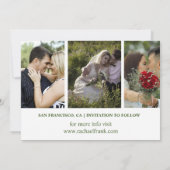 Moderne waterverf groene bruiloftsfoto save the date (Achterkant)