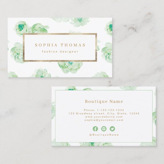 Moderne waterverf groene goudmakerij visitekaartje (Voorkant / Achterkant)