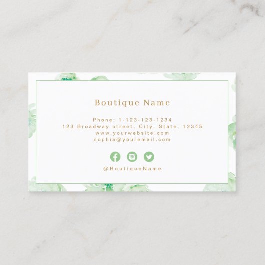 Moderne waterverf groene goudmakerij visitekaartje (Achterkant)