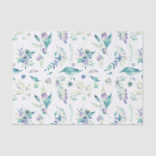 Moderne waterverf groene lavendel floraal tissuepapier (Voorkant)