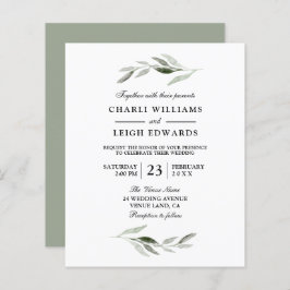 Moderne Waterverf groene lebfbegroting uitnodigen