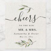 Moderne waterverf groene olijftak  wijn etiket (Enkel label)