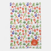 Moderne Waterverf groenten keuken Theedoek (Verticaal)