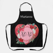 Moderne Waterverf Hart Floral - Aangepast Schort (Voorkant)