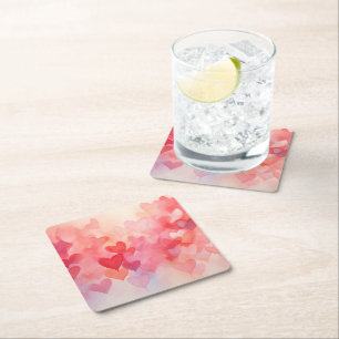 Moderne Waterverf harten Patroon Rood Sinaasappel Vierkante Kartonnen Onderzetter