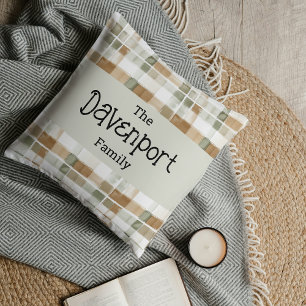 Moderne Waterverf Herfst Plaid familienaam Kussen