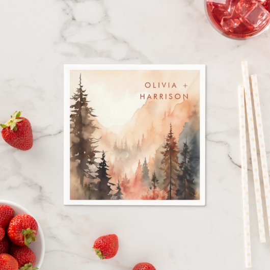 Moderne Waterverf Herfst Terracotta bruiloft Servet (Insitu)