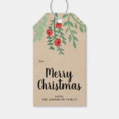 Moderne Waterverf Holly Merry Kerstmis Cadeaulabel (Voorkant)