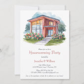 Moderne Waterverf Huis Housewarming Party Kaart (Voorkant)