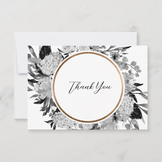 Moderne Waterverf in zwart-wit Bedankkaart (Voorkant)