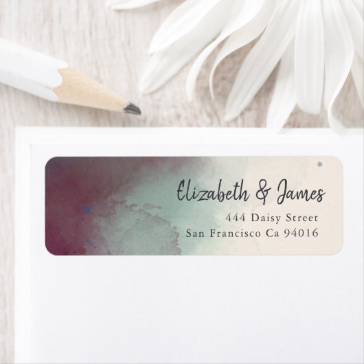 Moderne Waterverf Jewel Tones Boho Bruiloft Etiket (Insitu)