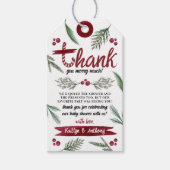 Moderne Waterverf "Joy" Candy Cane Baby shower dat Cadeaulabel (Voorkant)