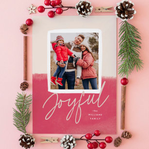 Moderne Waterverf Joyful Christmas Foto Feestdagenkaart