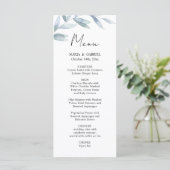 Moderne waterverf. Kaart Airy Wedding Menu (Staand voorkant)