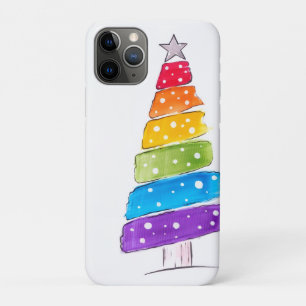 Moderne waterverf Kerst kleurrijke dennenboom iPhone 11 Pro Hoesje