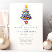 Moderne Waterverf Kerstboom Vakantiefeest Kaart