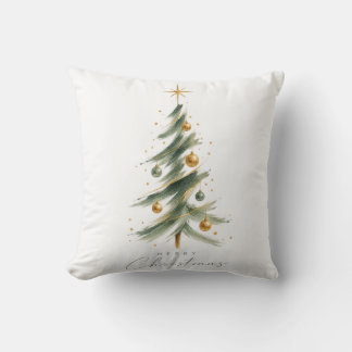 Moderne waterverf kerstboom worp kussen