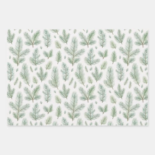 Moderne Waterverf kerstdennenbladeren Inpakpapier Vel (Voorkant)