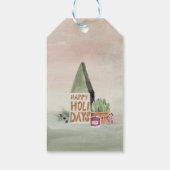 Moderne Waterverf kerstkous vakantie Cadeaulabel (Achterkant)