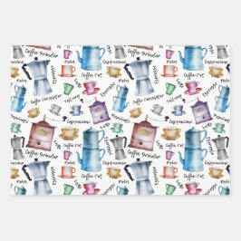 Moderne  Waterverf koffieespressopotten Inpakpapier Vel